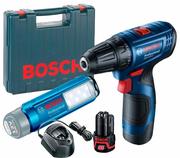 Акумуляторний шурупокрут та ліхтарик Bosch GSR 120-LI + GLI 12V-300 (06019G8004)