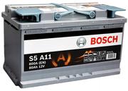 Автомобільний акумулятор Bosch S5A AGM 12В, 80 Аг, 800 А (0092S5A110)