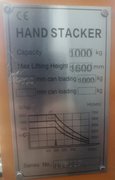 Гідравлічний штабелер Vulkan SYG-1016 Grey 1000кг / 1,6 м 92035