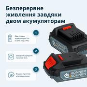 Набір акумуляторних інструментів Konner&Sohnen KS IDAGB 20V SET 1 PLUS
