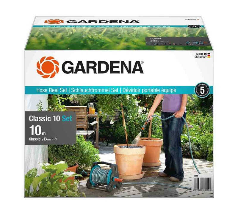 Котушка для шланга Gardena Classic 10 Set з комплектом для поливу (08010-20)