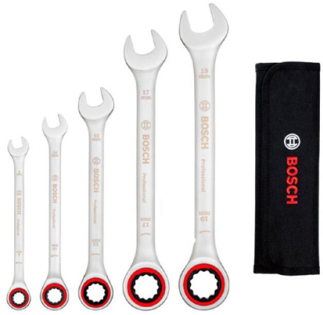 Набір гайкових ключів з тріскачкою Bosch Professional 5 шт. (1600A02Z3D)