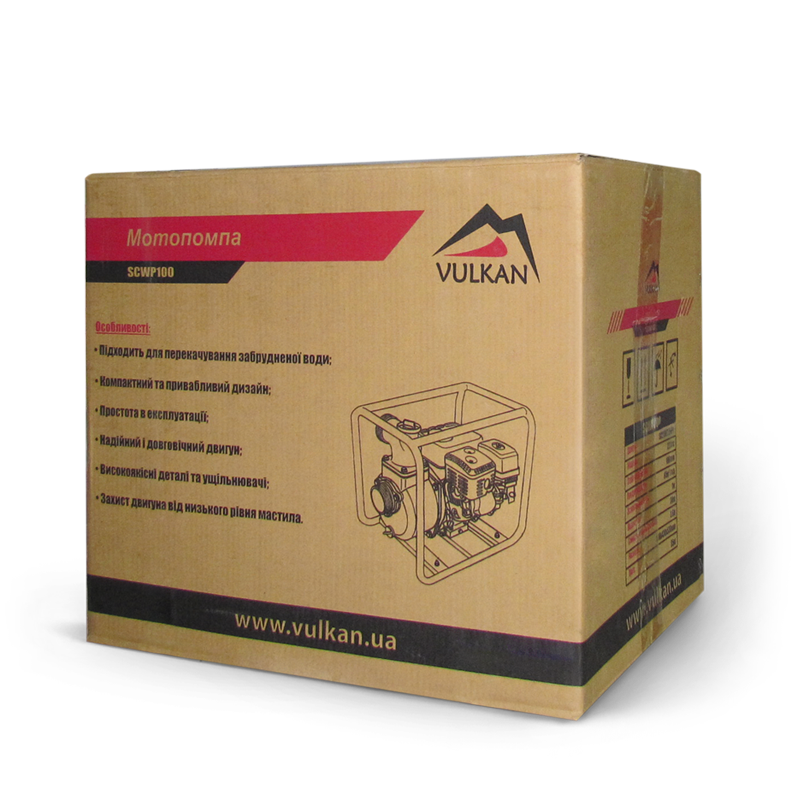 Мотопомпа бензинова Vulkan SCWP100 для чистої води 80965