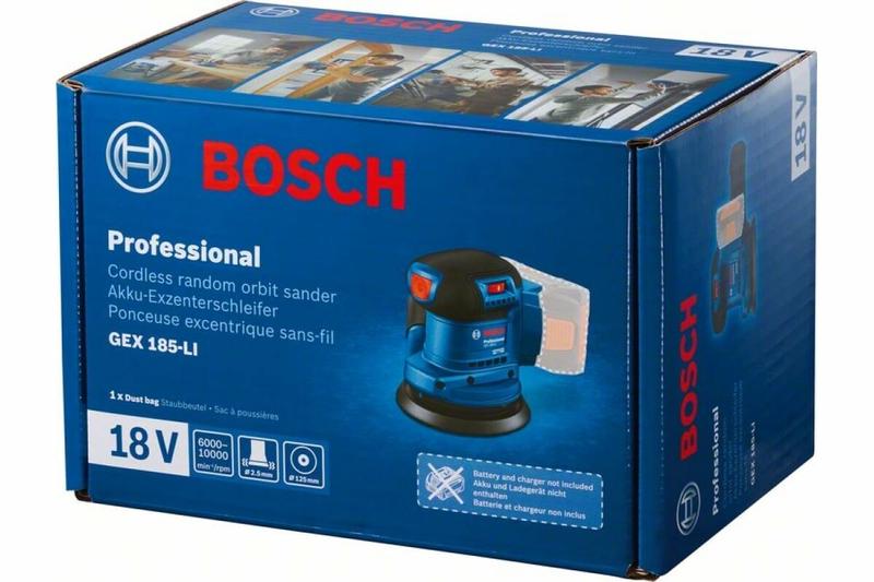 Акумуляторна ексцентрикова шліфмашина Bosch GEX 185-LI Solo (06013A5020) (без АКБ та ЗП)