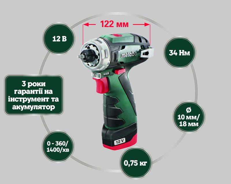 Акумуляторний шурупокрут Metabo PowerMaxx BS Basic Mobile Workshop (600080710)
