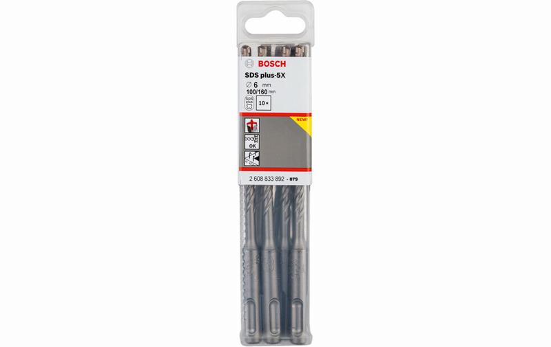 Набір бурів Bosch SDS plus-5X 6x100x160 мм, 10 шт (2608833892)