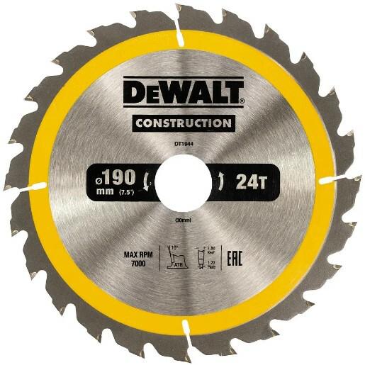 Диск пильний DeWALT CONSTRUCTION DT1944, 190х30 мм, 24z