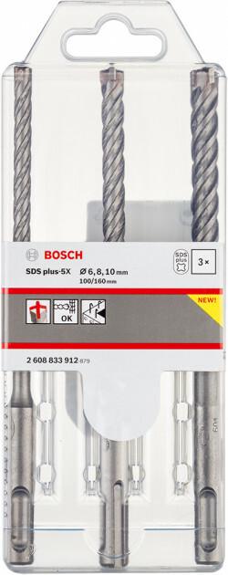 Набір бурів Bosch SDS plus-5X 3шт 6/8/10 x 160мм (2608833912)