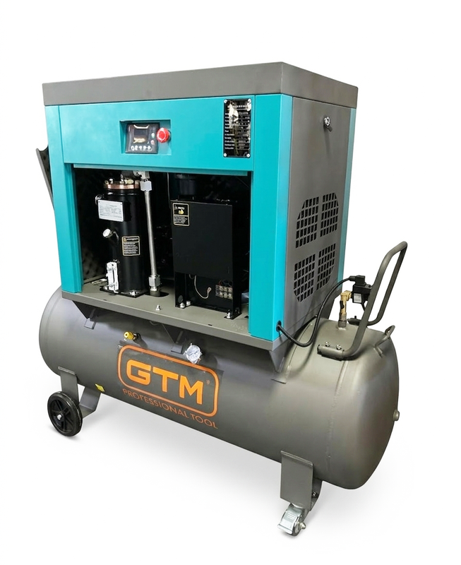 Гвинтовий повітряний компресор 200 л GTM DLG7.5V/inv масляний 380В/інвертор/кожух (DLG7.5V-INV Closed case) 25143