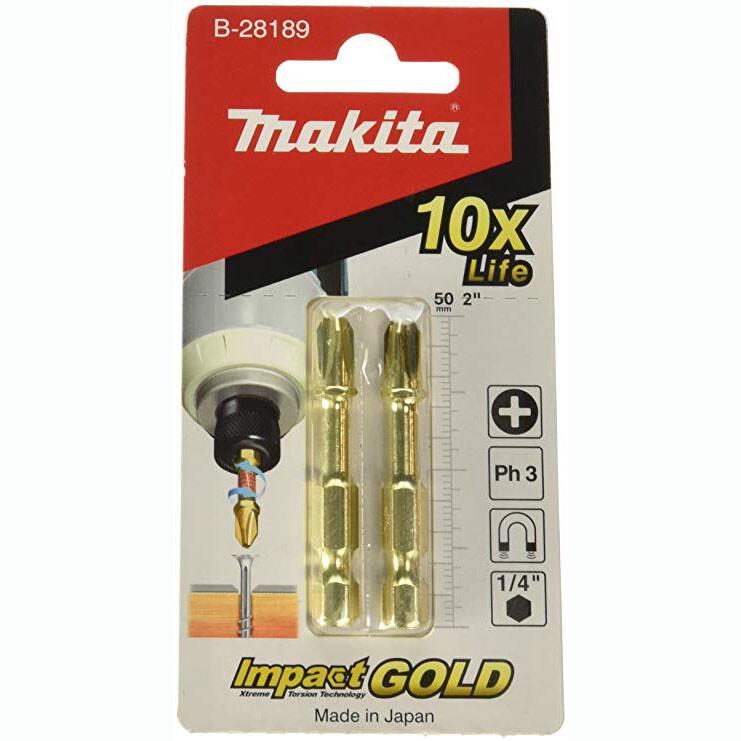 Торсіонна біта Makita золотої серії PH3 50 мм, 2 шт (B-28189)