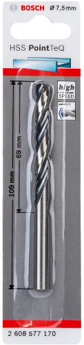 Свердло Bosch 1 HSS PointTeQ 7.5 мм (2608577170)