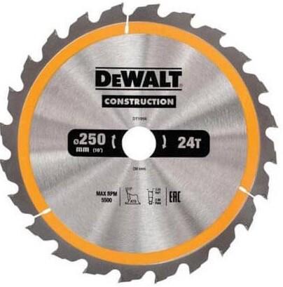 Диск пильний DeWALT 250х30мм 24 зубців (DT1956)