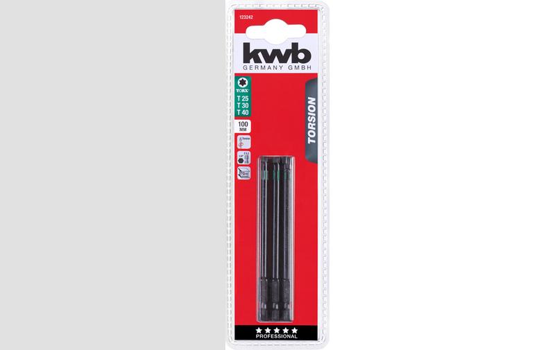 Набір торсіонних біт KWB Torx T25/T30/T40 100 мм 3 шт (123242)