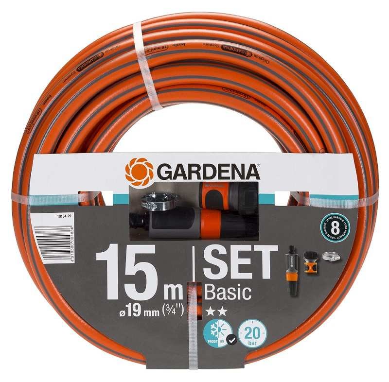 Шланг з комплектом для поливу від насоса Gardena Basic 19 мм (3/4 "), 15 м Set (18134-29)