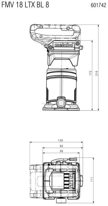 Акумуляторний кромковий фрезер Metabo FMV 18 LTX BL 8 (601742850) (без АКБ та ЗП)