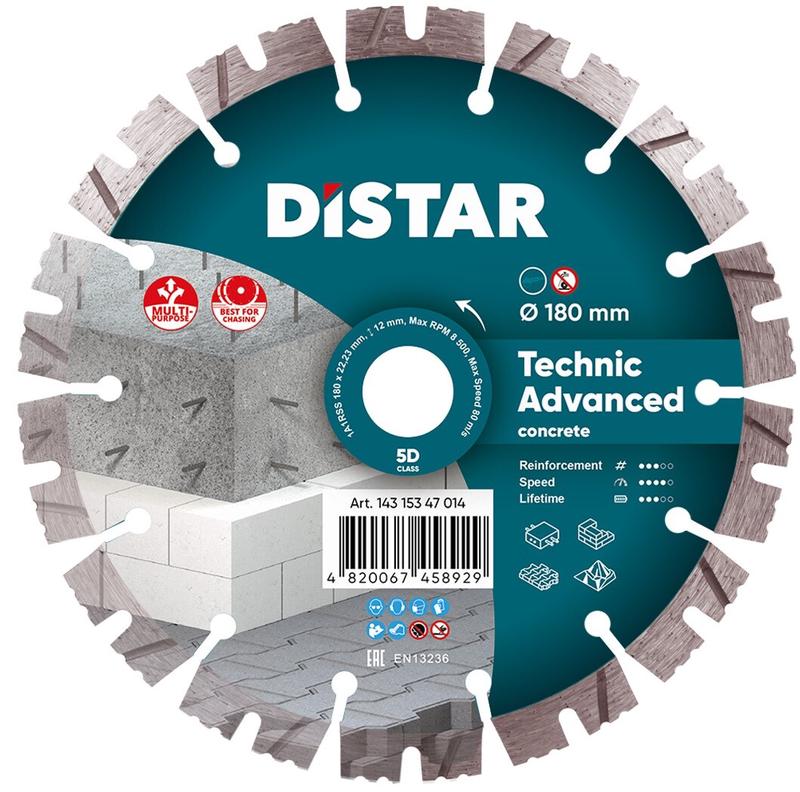 Диск алмазний відрізний Distar 1A1RSS/C3-H 180x2,6/1,8x12x22,23-14 Technic Advanced (14315347014)
