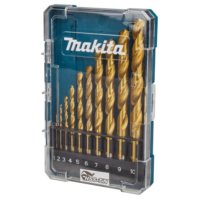 Набір свердел Makita по металу HSS-TiN 1-10мм (D-72849) 10 шт