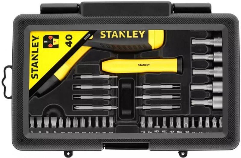 Отверточних держатель STANLEY Pistol Grip Ratchet з набором 37 біт (0-63-038)