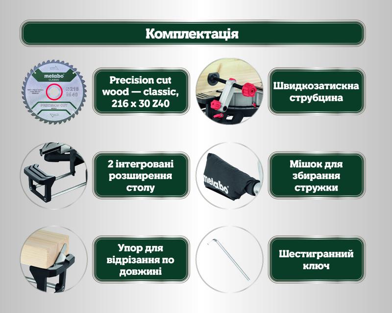 Торцювальна пила мережева Metabo KS 216 M (610216000)