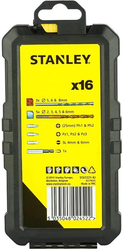 Набір біт і свердел STANLEY TITANIUM, 25 мм, 16 шт, кейс (STA7221)