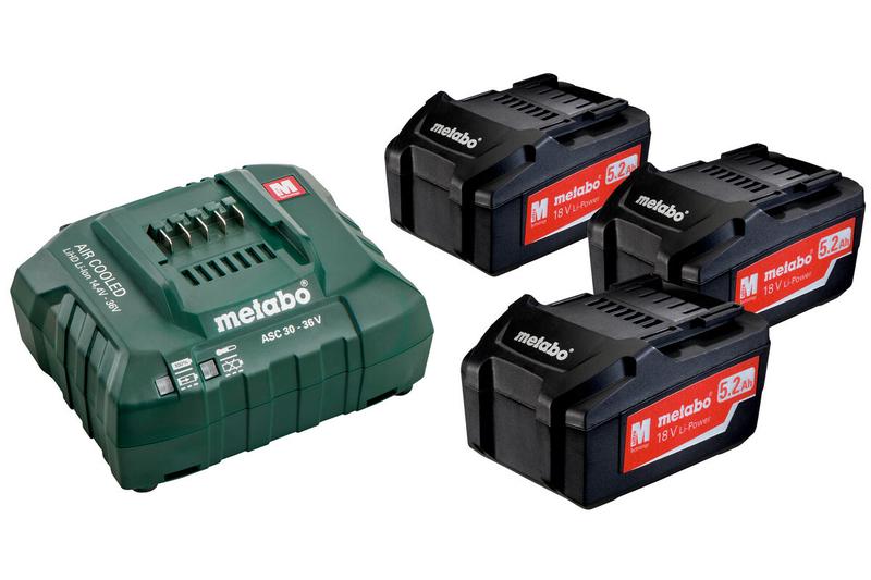 Базовий комплект Metabo Li-Power 18 В 5.2 Ач 3 шт + ASC 30-36 В (685048000)