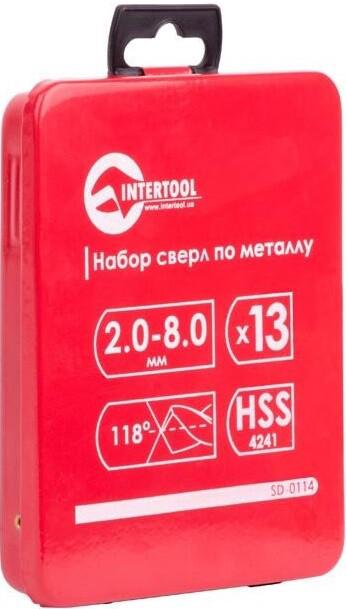 Набір свердел по металу Intertool HSS 13 шт (2.0-8.0) полірована сталь (SD-0114)