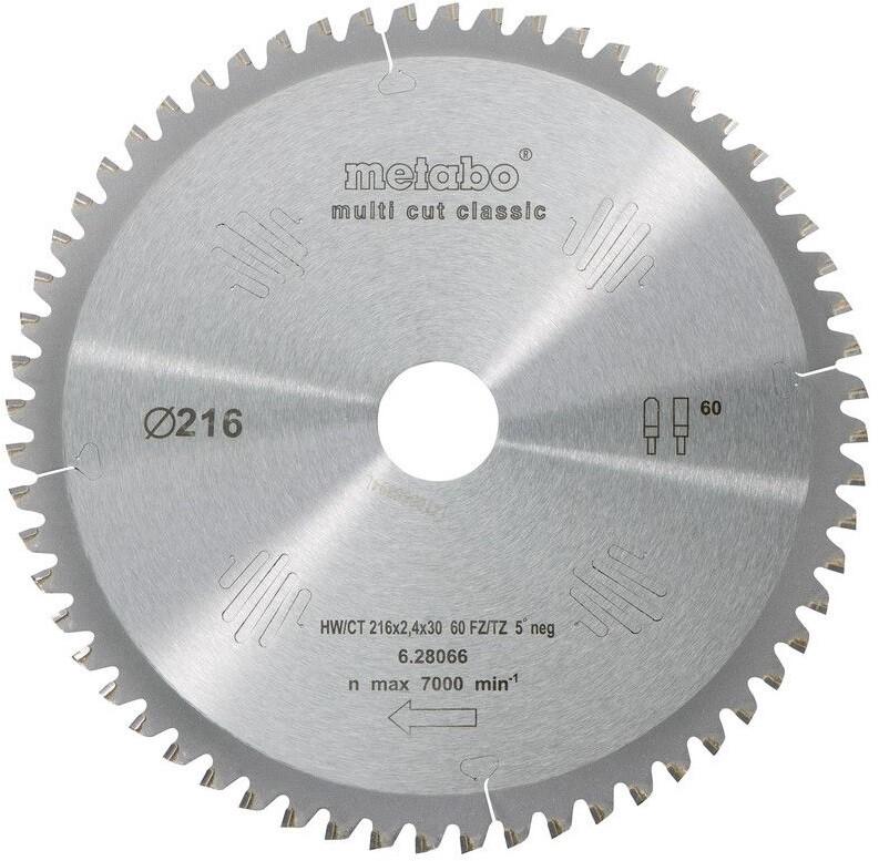 Пильний диск Metabo MultiCutClassic 216x30 60FZ/TZ 5 град./B (628655000)