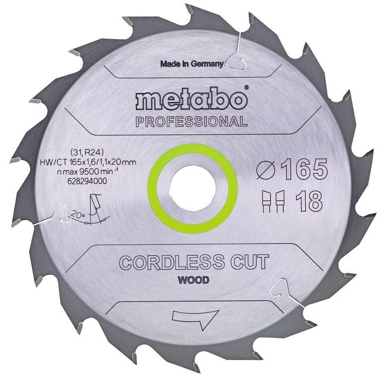 Пильний диск Metabo CordlessCutProf 165x20 18WZ 20 град. (628294000)