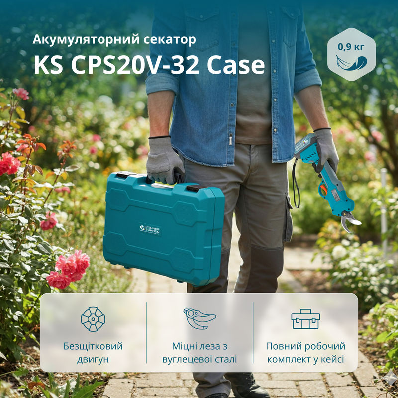 Акумуляторний секатор Konner&Sohnen KS CPS20V-32 CASE PLUS