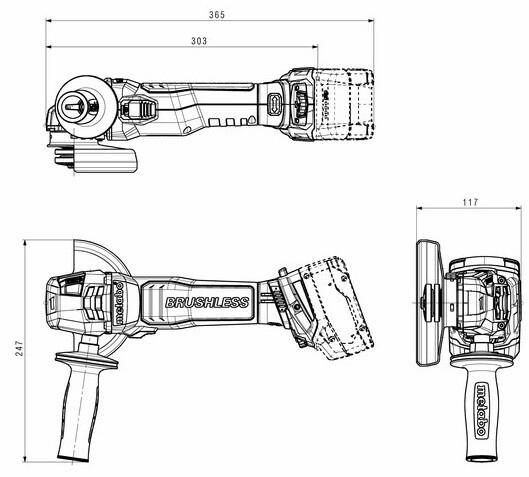Акумуляторна кутова шліфувальна машина Metabo WVB 18 LT BL 11-125 Quick (613057850) (без АКБ та ЗП)