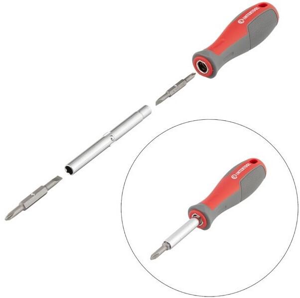 Викрутка Intertool 6 в 1 з двосторонніми змінними насадками (VT-3341)