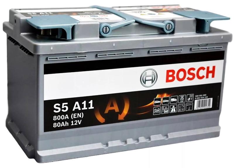 Автомобільний акумулятор Bosch S5A AGM 12В, 80 Аг, 800 А (0092S5A110)