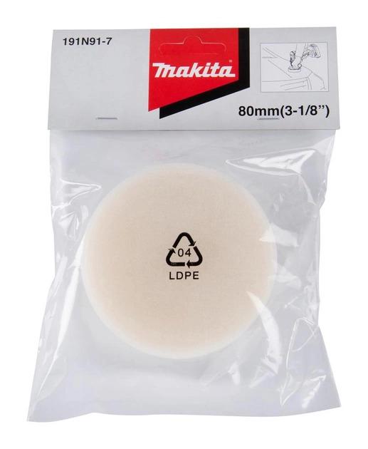 Полірувальна біла насадка Makita 80 мм для DVP300 (191N91-7)
