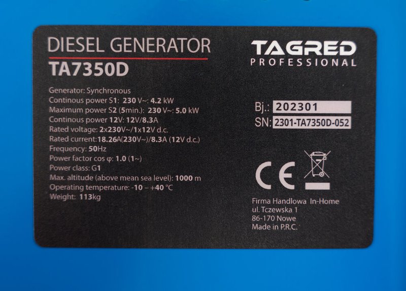 Дизельний генератор TAGRED TA7350D