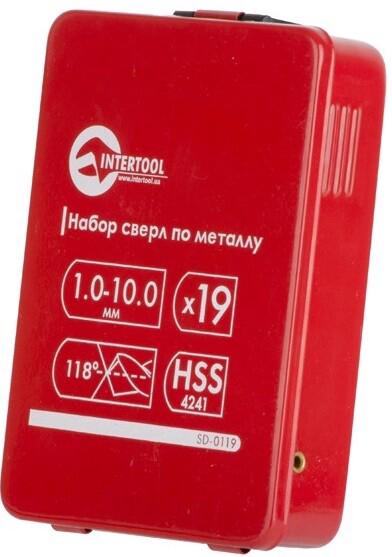 Набір свердел по металу Intertool HSS 19 шт (1.0-10.0) полірована сталь (SD-0119)