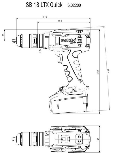 Дриль Metabo SB 18 LTX Quick -каркас (602200840) (без акумулятора і ЗП)