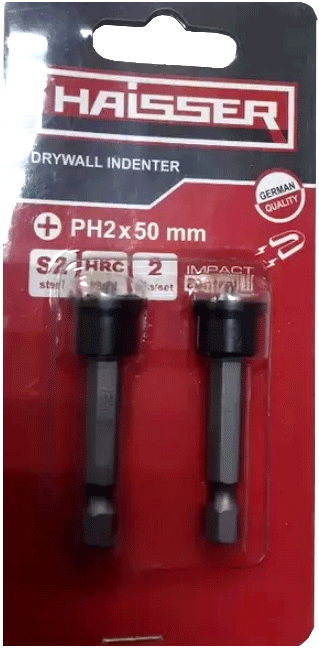 Біта по гіпсокартону Haisser PH2/50 мм, набір 2 шт, блістер