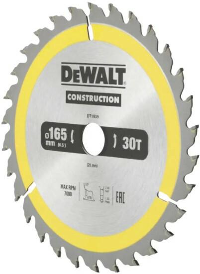Диск пильний DeWALT CONSTRUCTION DT1935, 165х20 мм, 30z