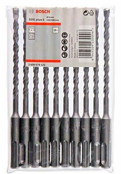Бур Bosch SDS-Plus-1, 8x100x160 мм, 10 шт (2608579123)