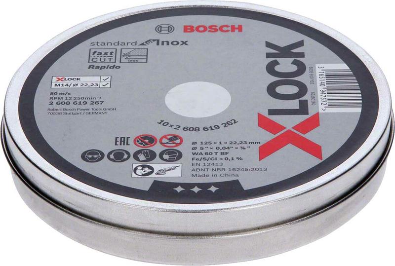 Відрізні круги Bosch X-Lock Standard for Inox 125x1x22.23мм 10шт (2608619267)