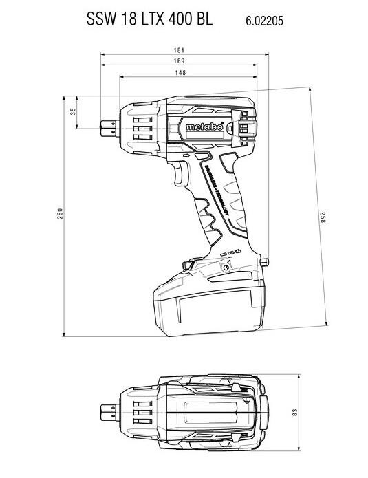 Акумуляторний ударний гайкокрут Metabo SSW 18 LTX 400 BL LiHD 2x4.0 Ah (602205800)