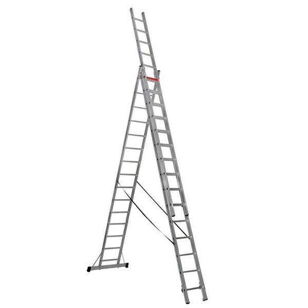 Трьохсекційна драбина VIRASTAR Triomax Pro 3x15 ступенів TS225