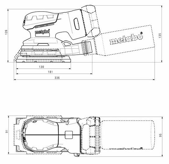 Акумуляторна плоскошліфувальна вібраційна машина Metabo PowerMaxx SRA 12 BL (602036840) (без АКБ та ЗП)