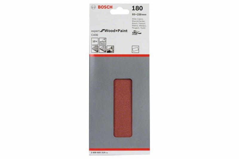 Шліфлист Bosch Expert для Wood and Paint C430, 93x230 мм, K180, 10 шт. (2608605314)