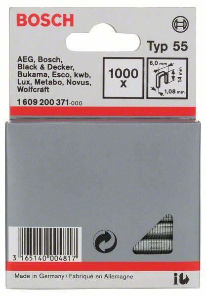 Скоби для степлера Bosch тип 55, 6х14 мм, 1000 шт. (1609200371)