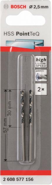 Свердло Bosch 2 HSS PointTeQ 2.5 мм, 2 шт (2608577156)