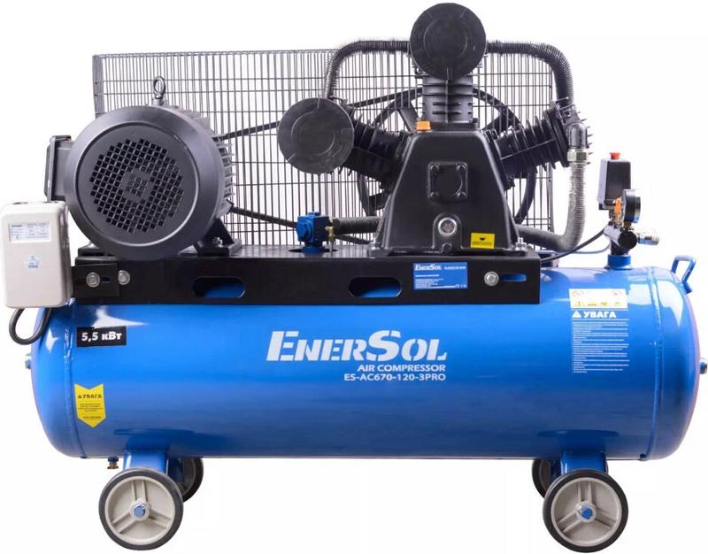 Компресор повітряний з ремінним приводом EnerSol ES-AC670-120-3PRO