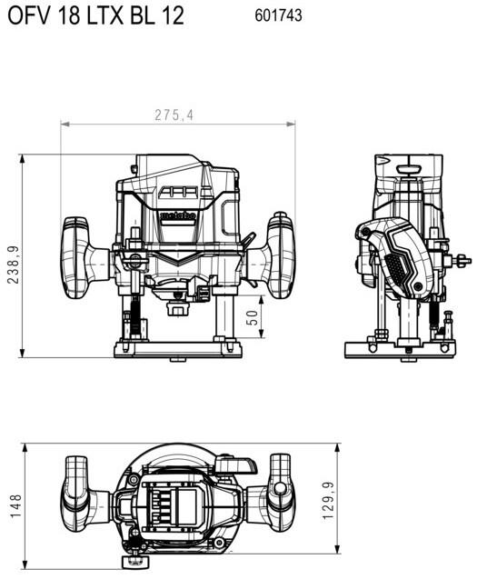 Акумуляторний фрезер Metabo OFV 18 LTX BL 12 (601743840) (без АКБ та ЗП)