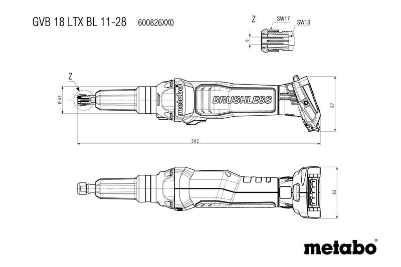 Акумуляторна прямошліфувальна машина Metabo GVB 18 LTX BL 11-28, без АКБ и ЗП (600826850)