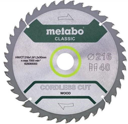Пильний диск Metabo CordlessCutClassic 216x30 40WZ 5 град./B (628654000)